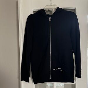 Lazy pants Kids Black Zip-Up Hoodie with Bird Design